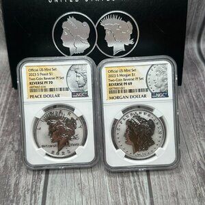 2023-S Reverse Proof $1 Morgan and Peace Dollar 2pc Set NGC PF 70 PF 69
